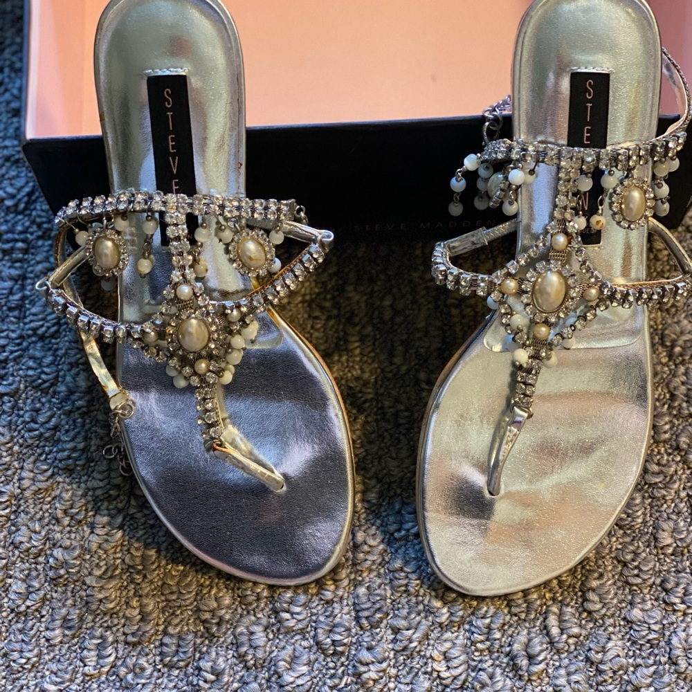 Steve Madden Silver Embellished Sandals